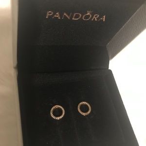 Pandora Sparkling Rose Gold Circle Stud Earrings
